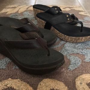 SOLD Casual wedge flip flops